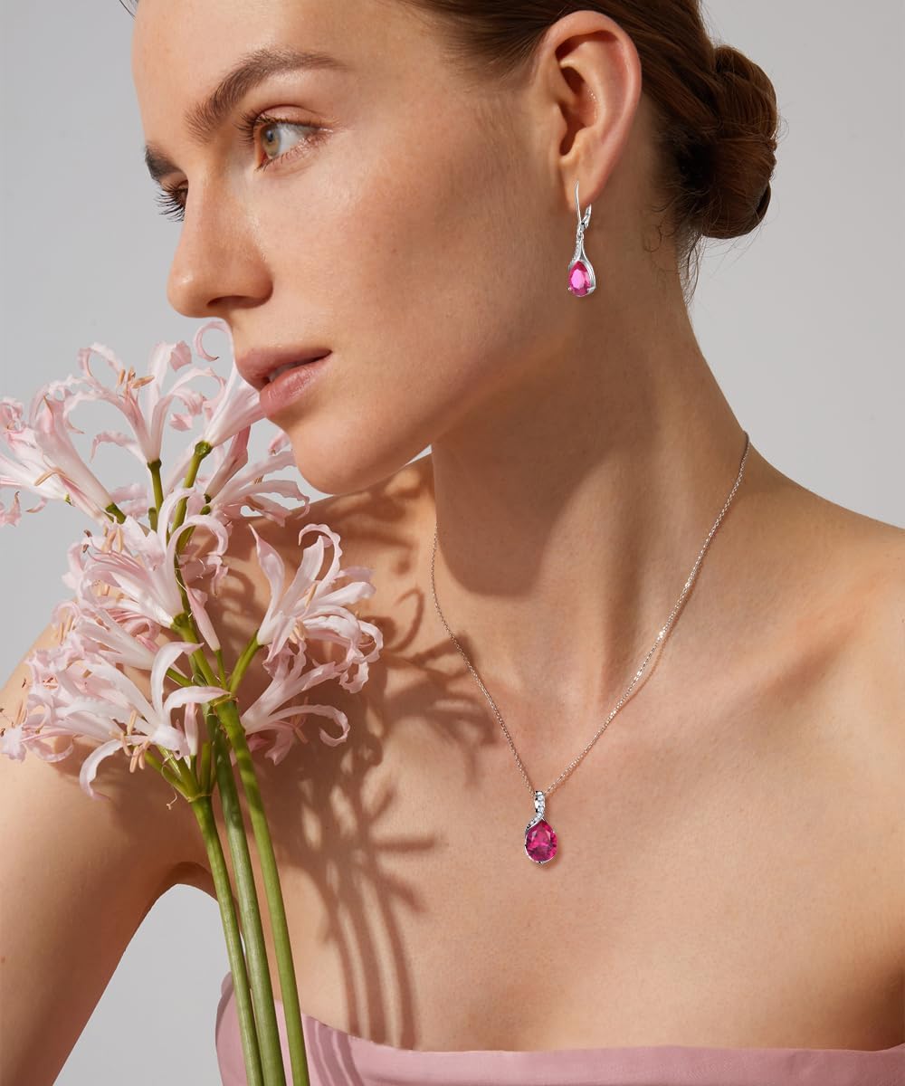 Birthstone Necklace for Women 925 Sterling Silver 10 * 14mm Pear Shaped Solitaire Birthstone Pendant Necklace Hypoallergenic Jewelry for Women - Image 5