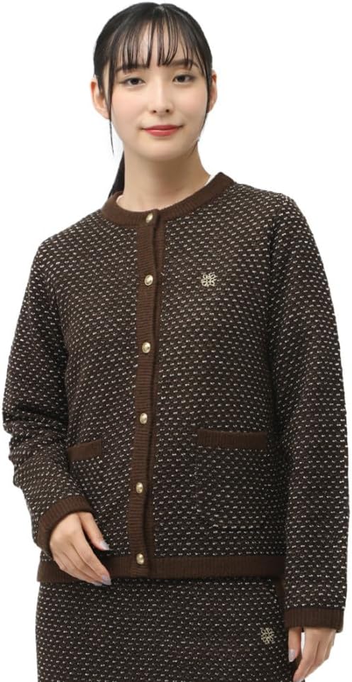 新品タグ付☆定価¥37,400 セントアンドリュースツイード風ニットカーディガン St ANDREWS セントアンドリュース レディース ゴルフウェア 長袖