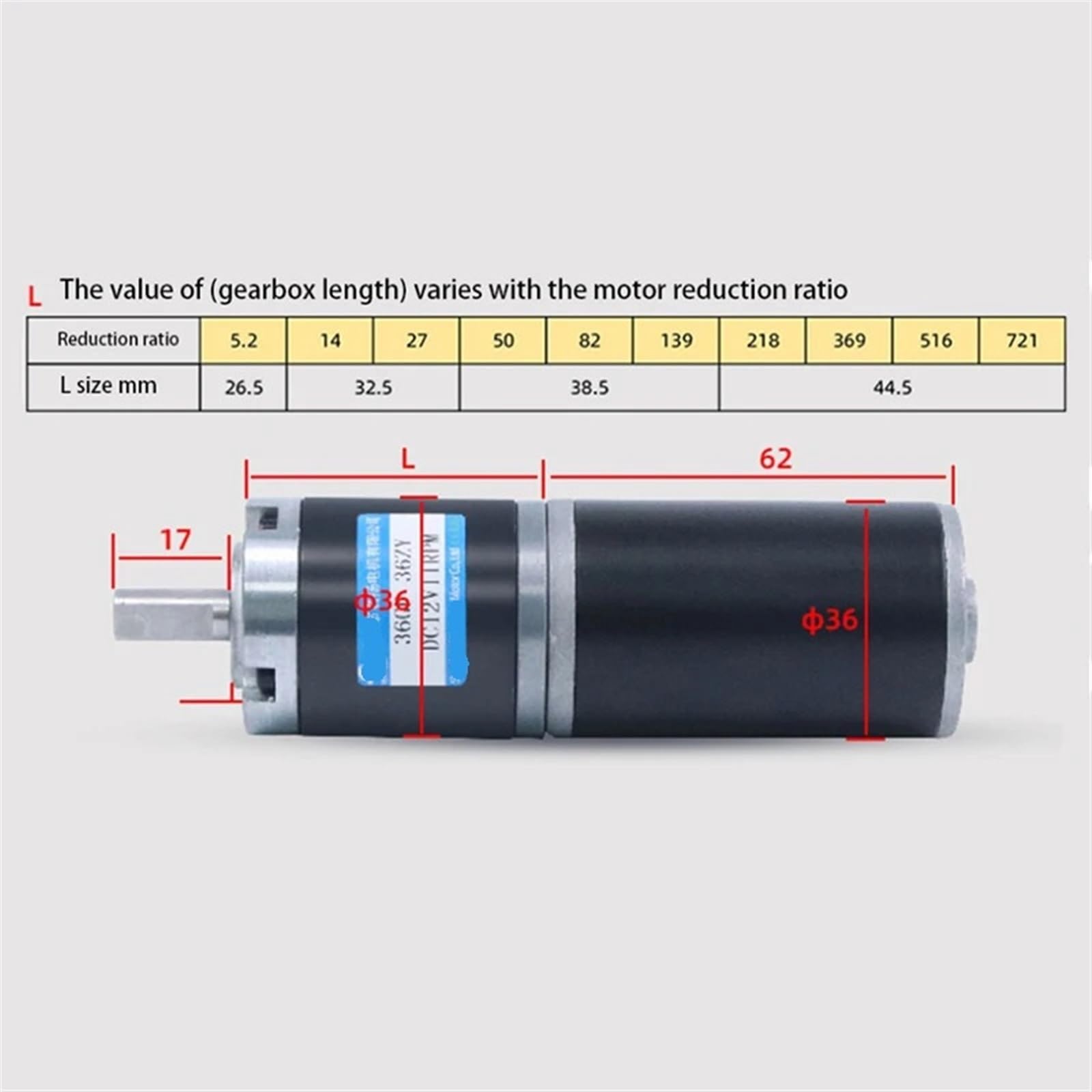 Motoriduttore epicicloidale Reversibile a velocità Regolabile, 12 V 24 CC, Coppia Elevata, Bassa rumorosità, Lunga Durata, 36-36ZY(6mm Only Motor,24V 37RPM)