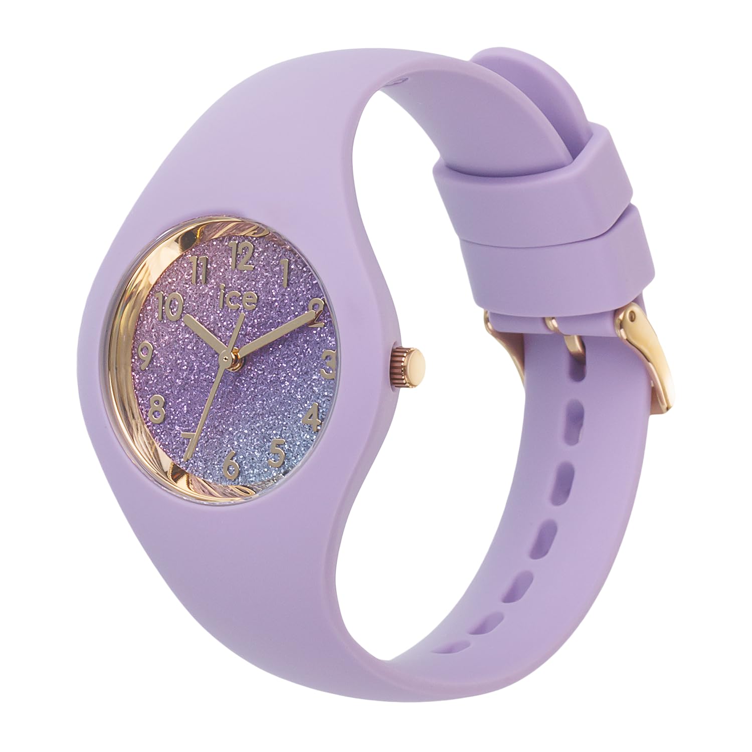 Ice-Watch ICE glitter Lilac cosmic - Fioletowy damski zegarek z plastikowym paskiem - 022570 (Mały -)