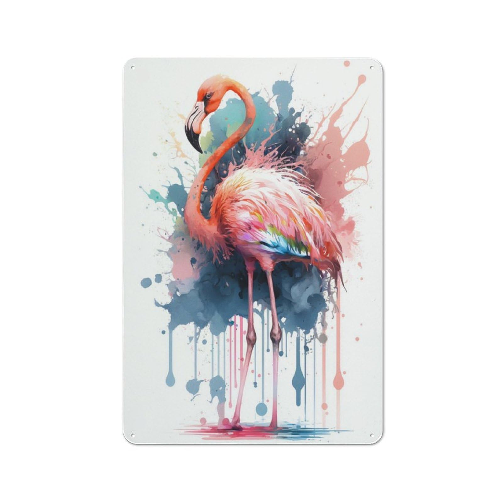 Junmoney Flamingo Retro Metal Wall Sign 30X20cm With For Garage Wall, A Decorative Metal Sign For Garages And Workshops