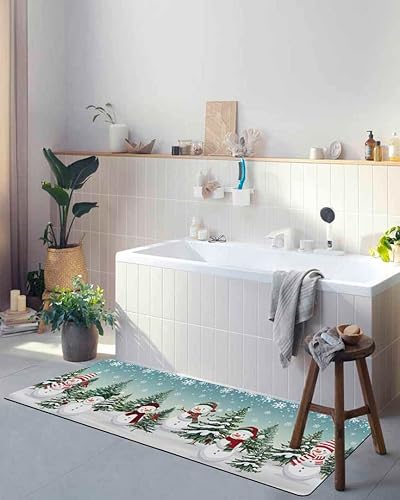 Miniatura 5 de Tapete de baño de Navidad verde azulado para bañera, antideslizante, de secado rápido y absorbente, tapete de tierra de diatomeas para cocina,
