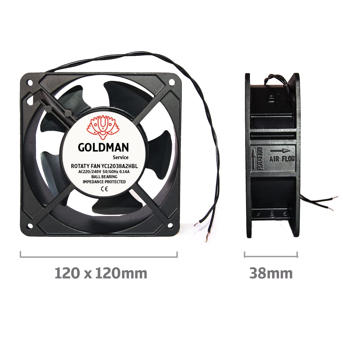 Ventola Di Raffreddamento Assiale 120x120x38mm - 23W, 220V, Per Macchine E Cabine, 161 M&sup3;/h