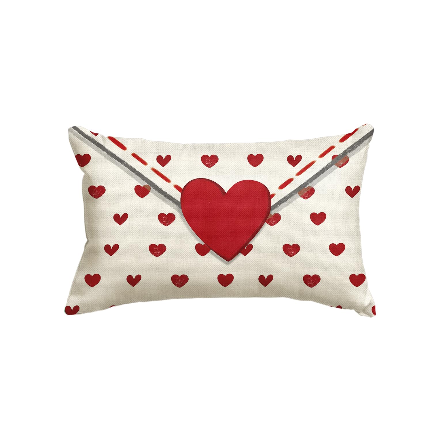 AVOIN colorlife Valentines Day Envelope Throw Pillow Cover 12 x 20 Inch Red Heart White Anniversary Wedding Cushion