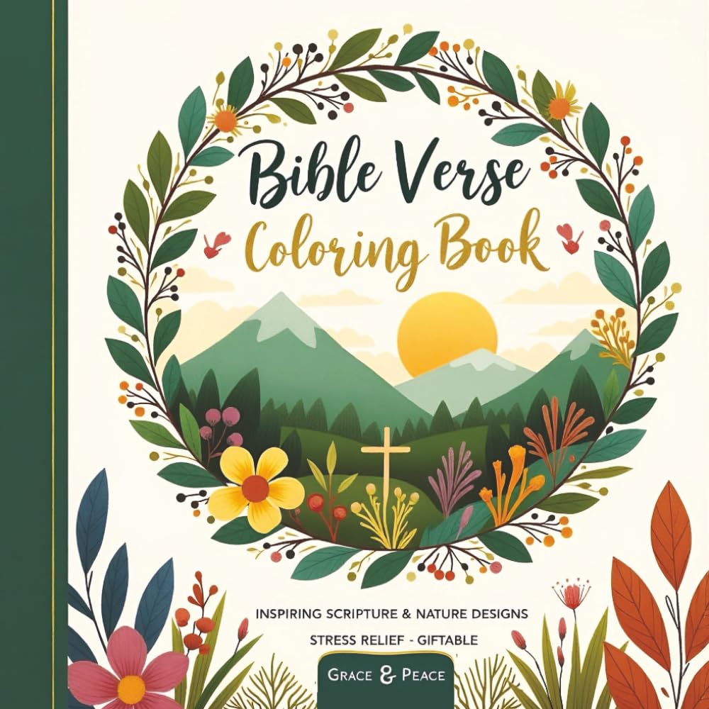 Bible Verse Coloring Book for Adults: Inspiring Nature & Scripture, Stress Relief & Christian Gift