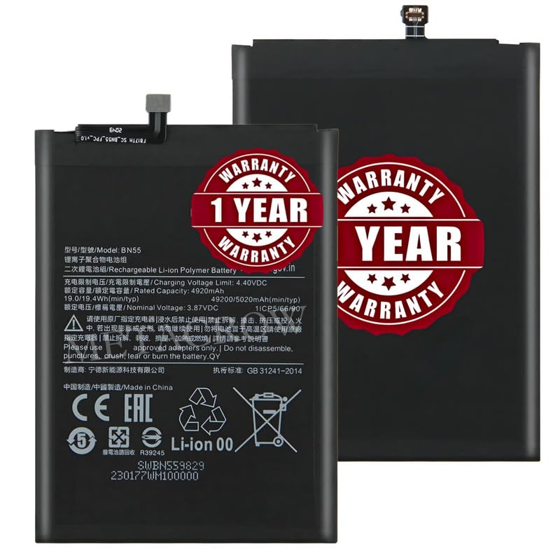 Image of Original BN55 Battery Compatible for Xiaomi Redmi Note 9S - (5020mAh) - 1 Year Warranty JK1