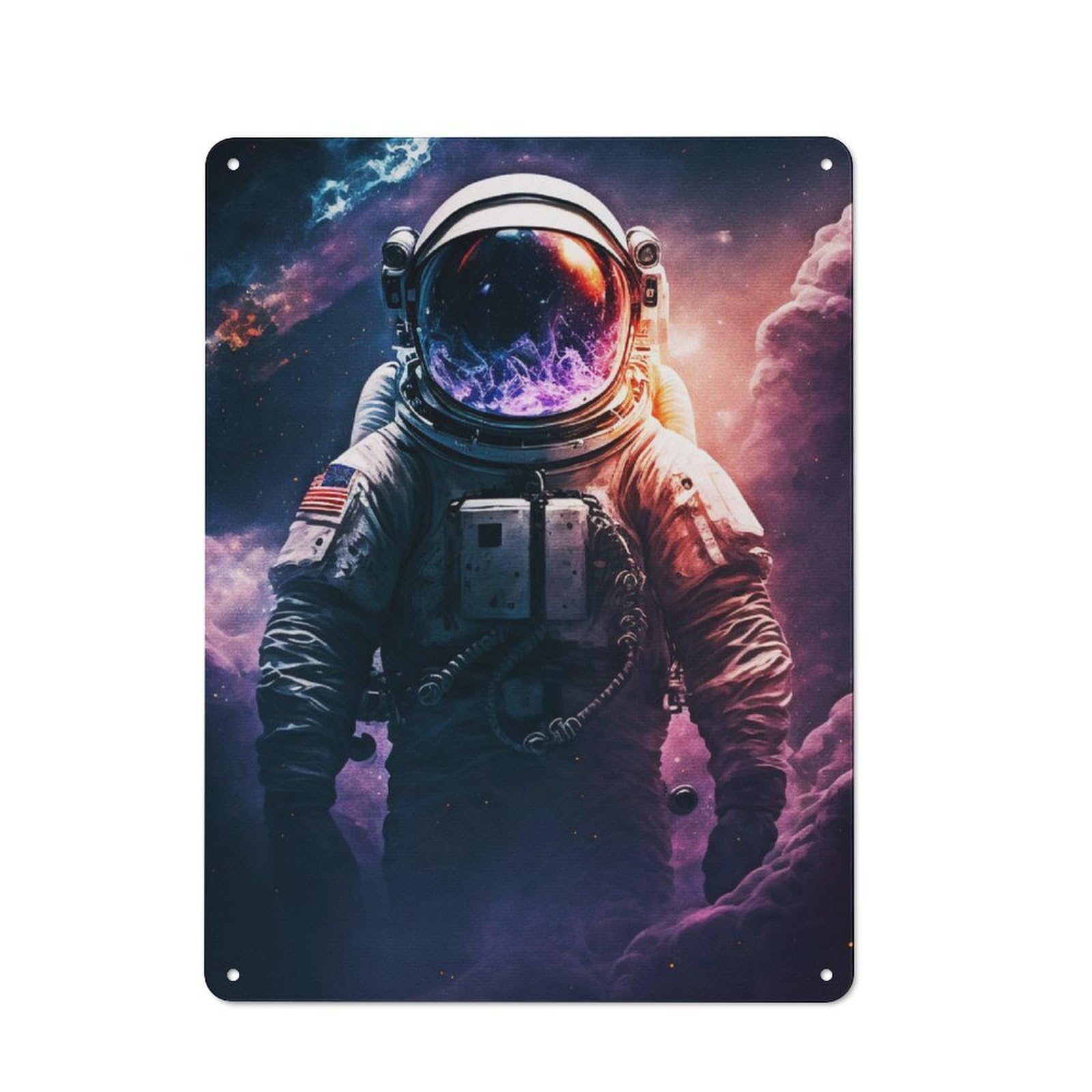 Junmoney Astronaut In Space Tin Wall Plaque 40X30cm With For Guest Room Or Hallway, For Home Office, Studio And Craft Room Walls
