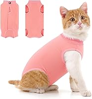 Vista 11 de Traje de recuperación para gatos para heridas abdominales o enfermedades de la piel, mameluco de gato para gatos después de la cirugía, traje