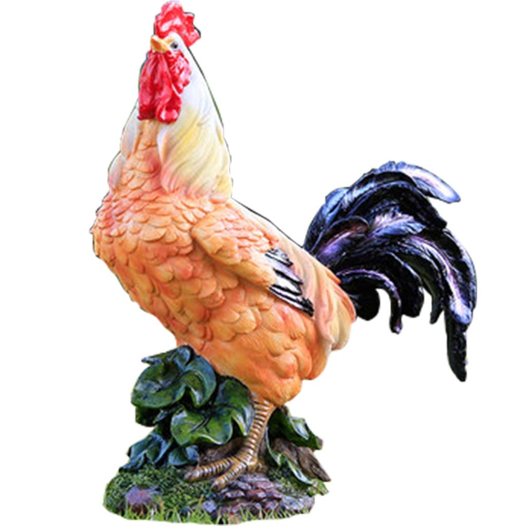 PAGOIAAR Garden Statue Animal Sculpture Outdoor Decor Gift Outdoor Statues Outdoor Simulation Hen Statue Garden Resin Animal Decoration Courtyard Red Rooster Sculpture(26 * 11.5 * 31cm)
