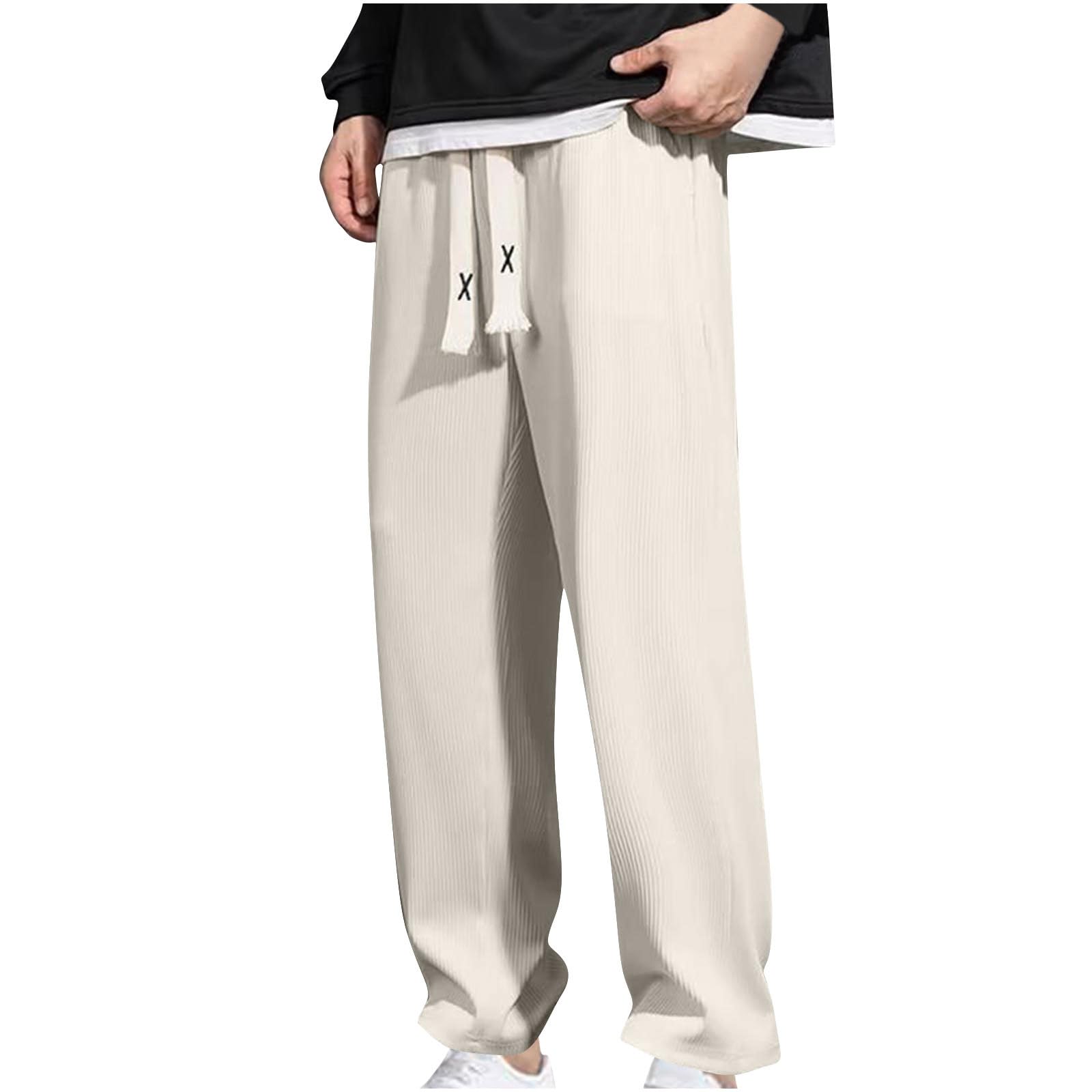 Mens Drawstring Elastic Waist Baggy Sweatpants Y2K Loose Wide Leg Long Pants with Pocket Baggy Jogger Trousers