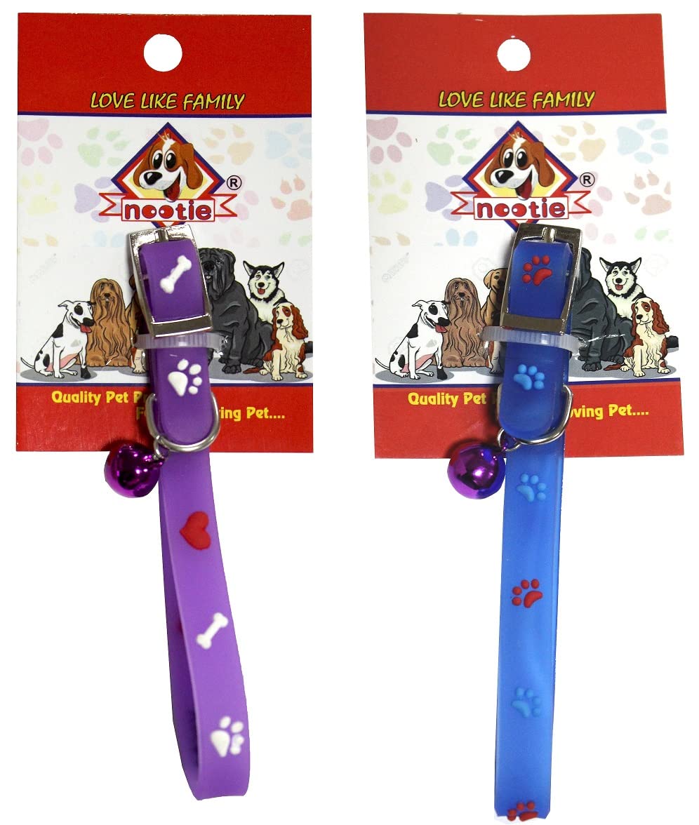 Nootie Adjustable Length Paw Print Cat/Puppies Collar with Bell Attractive Colors | Pack of 2 Collar (Purple & Blue) (B09QSTYFKJ) Amazon Price History, Amazon Price Tracker