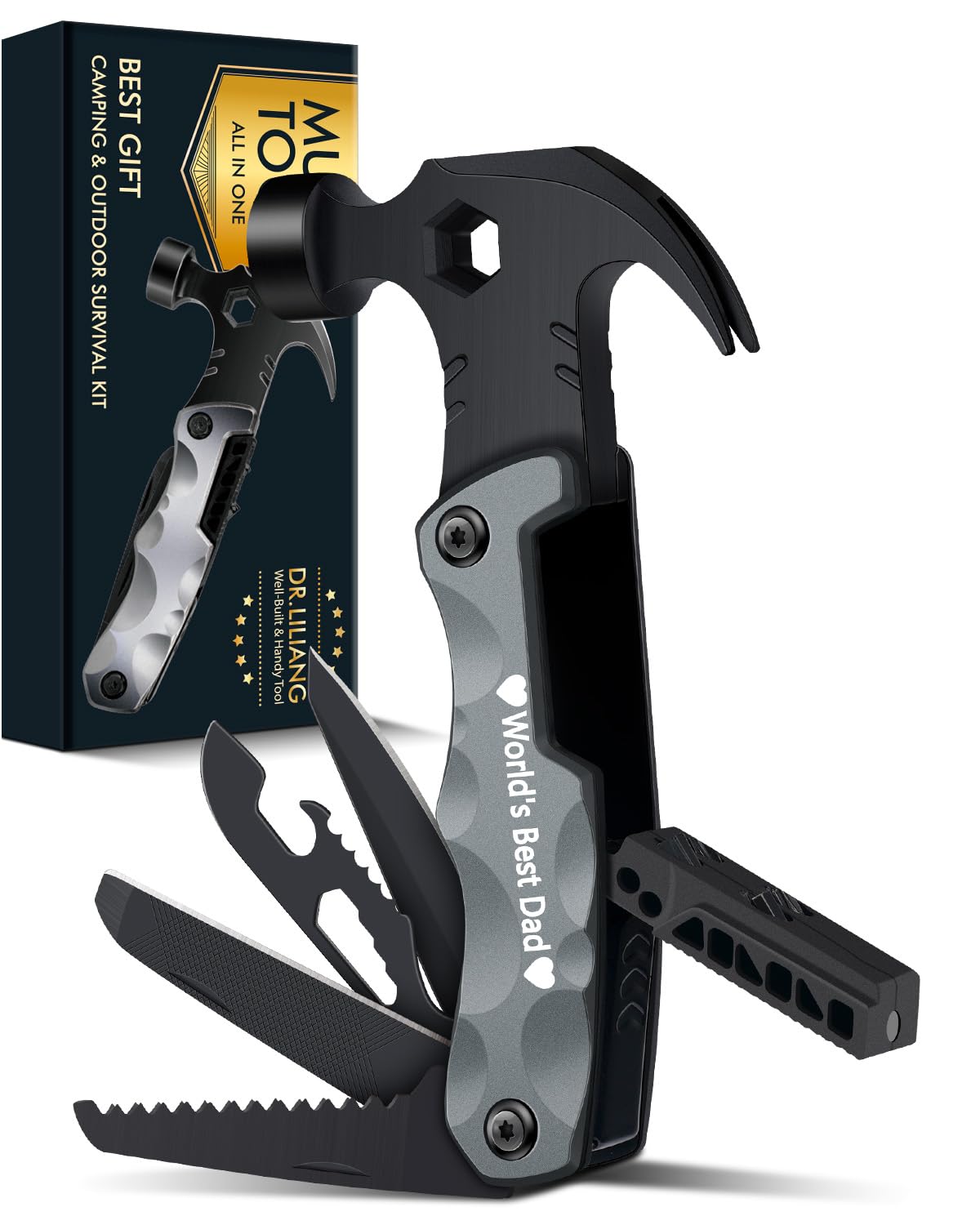 Dad Gifts for Fathers Day from Daughter Son Wife - Multitool Hammer Gifts for Men Camping Accessories 13 In 1 Survival Multi Tools Hammer Cool Gadgets for Men Adults Husband Grandpa Women Birthday