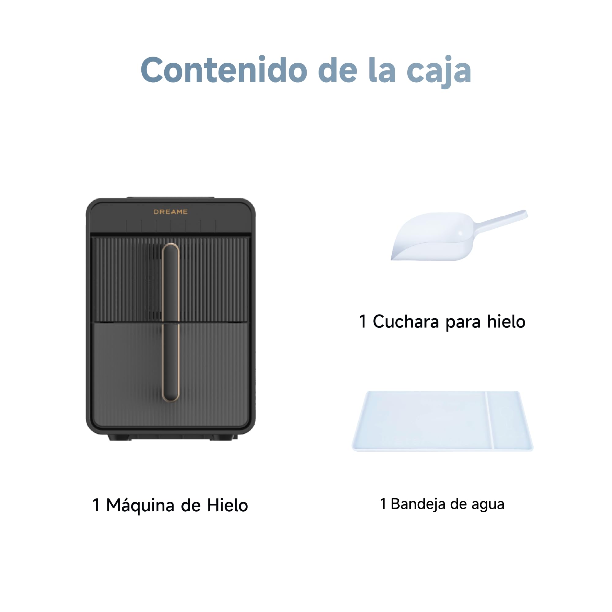 DRAEME AuraBullet Ice Máquina de Hielo En Cubitos Con Producción Rápida De Hielo En 6 Minutos, Depósito y Canasta Separados, Dos Tamaños de Cubitos, Control Digital, Luz LED y Función de Autolimpieza