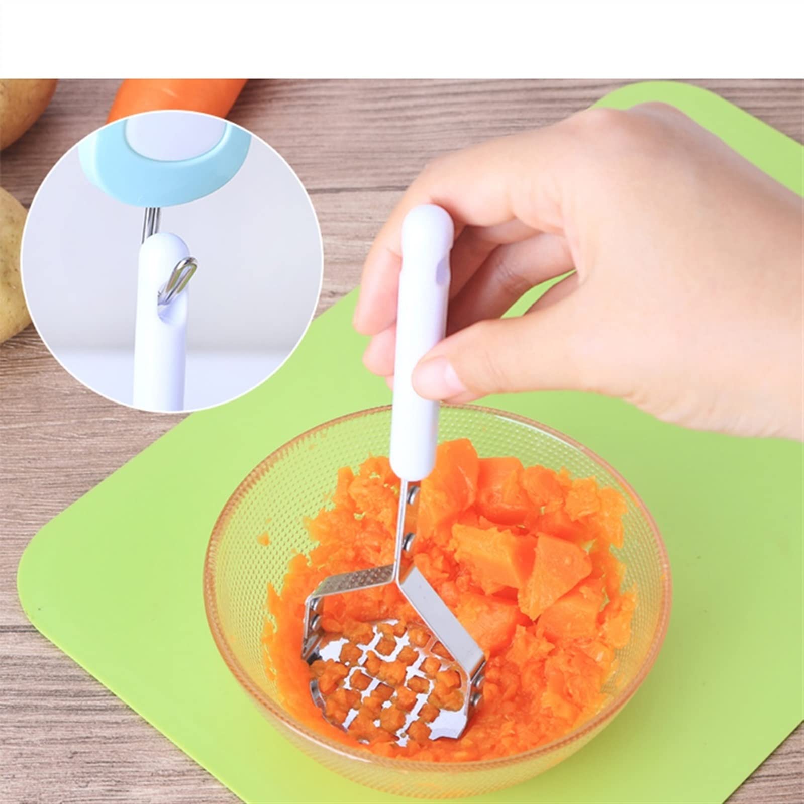 Presse-purée Manuel En Acier Inoxydable - Robuste, Trous Perforés Pour Texture Lisse - Pour Purées, Avocats, Viandes - Longueur 25,3 Cm - 8