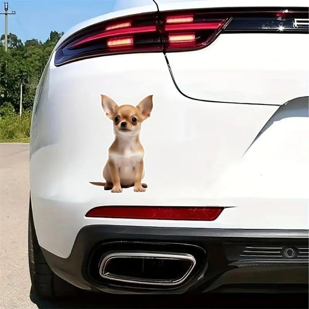 2pcs 3.94"x5.91" Chihuahua Dog Cartoon Car Decal, Scratch Cover Vinyl Sticker for Vehicle Body, Laptop, Glass Door & Window Decoration, Waterproof Exterior Car Accessories |#AZ249 - Image 3