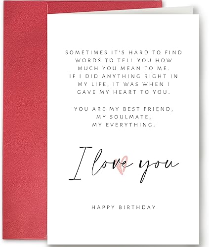 Tarjeta de poema de cumpleaños para él y ella, tarjeta de cumpleaños romántica para novio, novia, tarjeta de amor de feliz cumpleaños para pareja