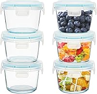 Vista 1 de Small Glass Food Containers Set of 6, 5oz Reusable, Airtight, Leakproof Mini Food Storage Containers with Lids