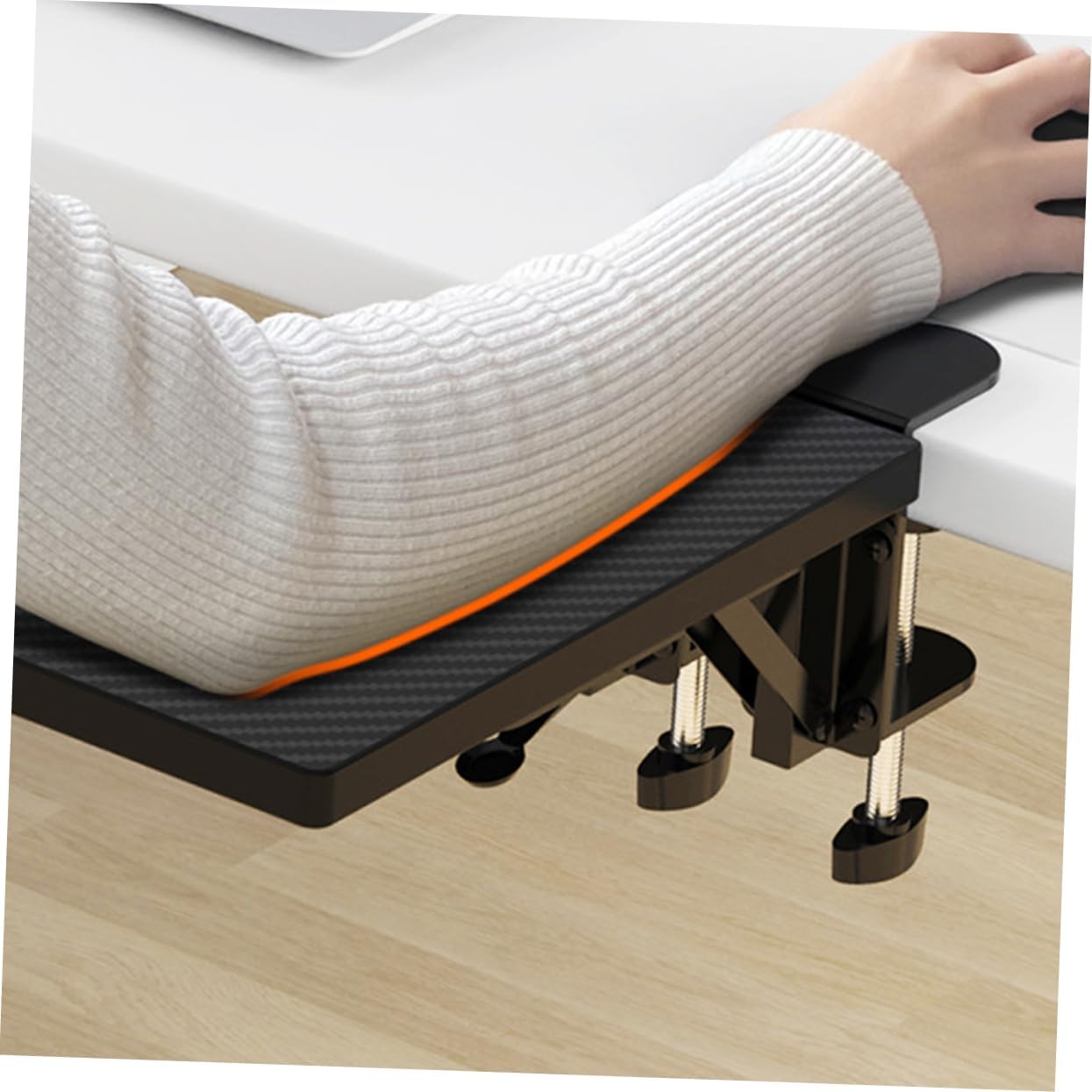 Durable Desk Arm Support Frame with Elbow Rest Ergonomic Hand Support Board for Computer Use Folding Design for Easy Storage Black