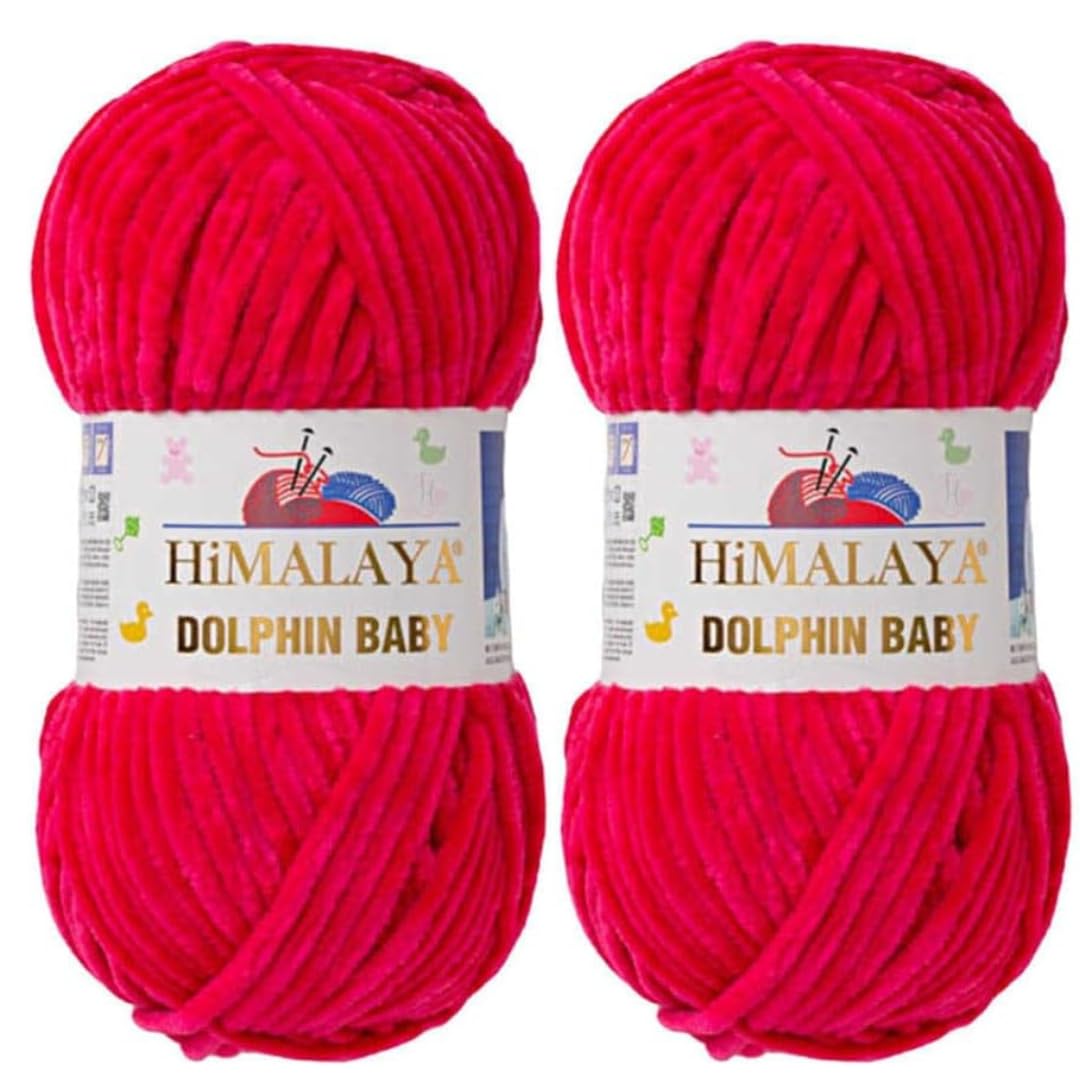 Himalaya Dolphin Baby Yarn 2 X 100g Skeins Super Bulky Yarn for Knitting/Crochet Ideal for Cardigans Shawls Blankets Hats and Home Textiles (2, 80314 Fuchsia)
