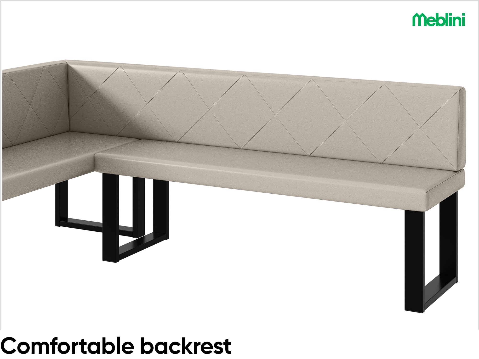 MEBLINI Eckbank für Esszimmer - Küchenbank - Essecke - Sitzecke Küche - ERIC - U-Beine 142x196x87cm Links - Beige Kunstleder