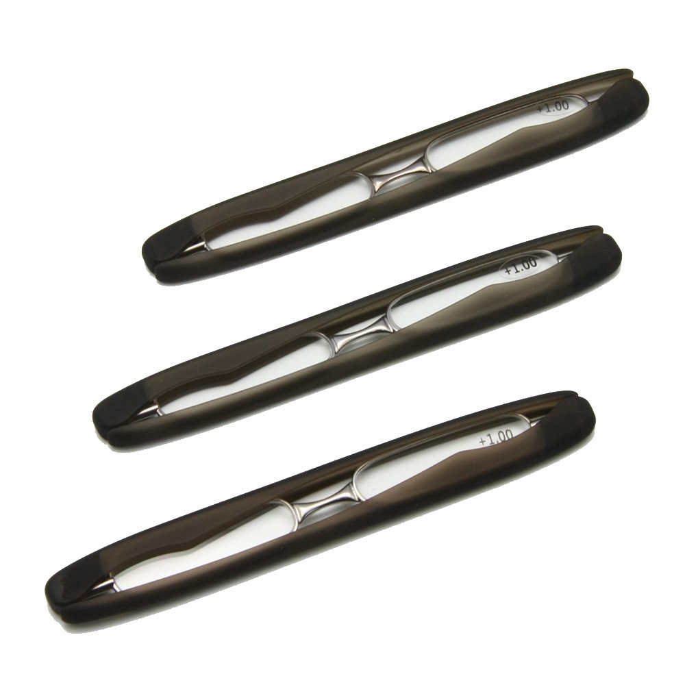 EnzoDate 3 pack Podreader Folding Reading Glasses, Mini Pocket Reader, Presbyopic Glasses