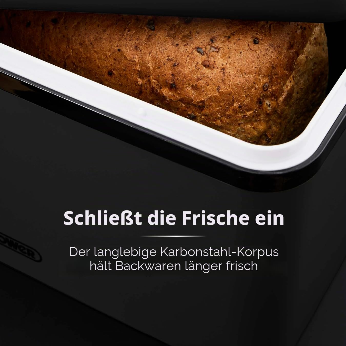 Tower T826136BLK Sera Brotkasten, schwarz und geräucherter Rand, Edelstahl