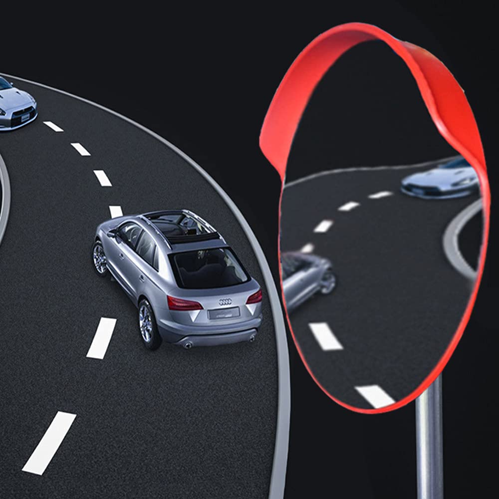 Specchio di Sicurezza Convesso per Traffico PC da 23,6" con Ampio Angolo e Staffa Regolabile per Esterni, Interni, vialetti, Strade, Negozi, Garage, parcheggio, Angolo cieco