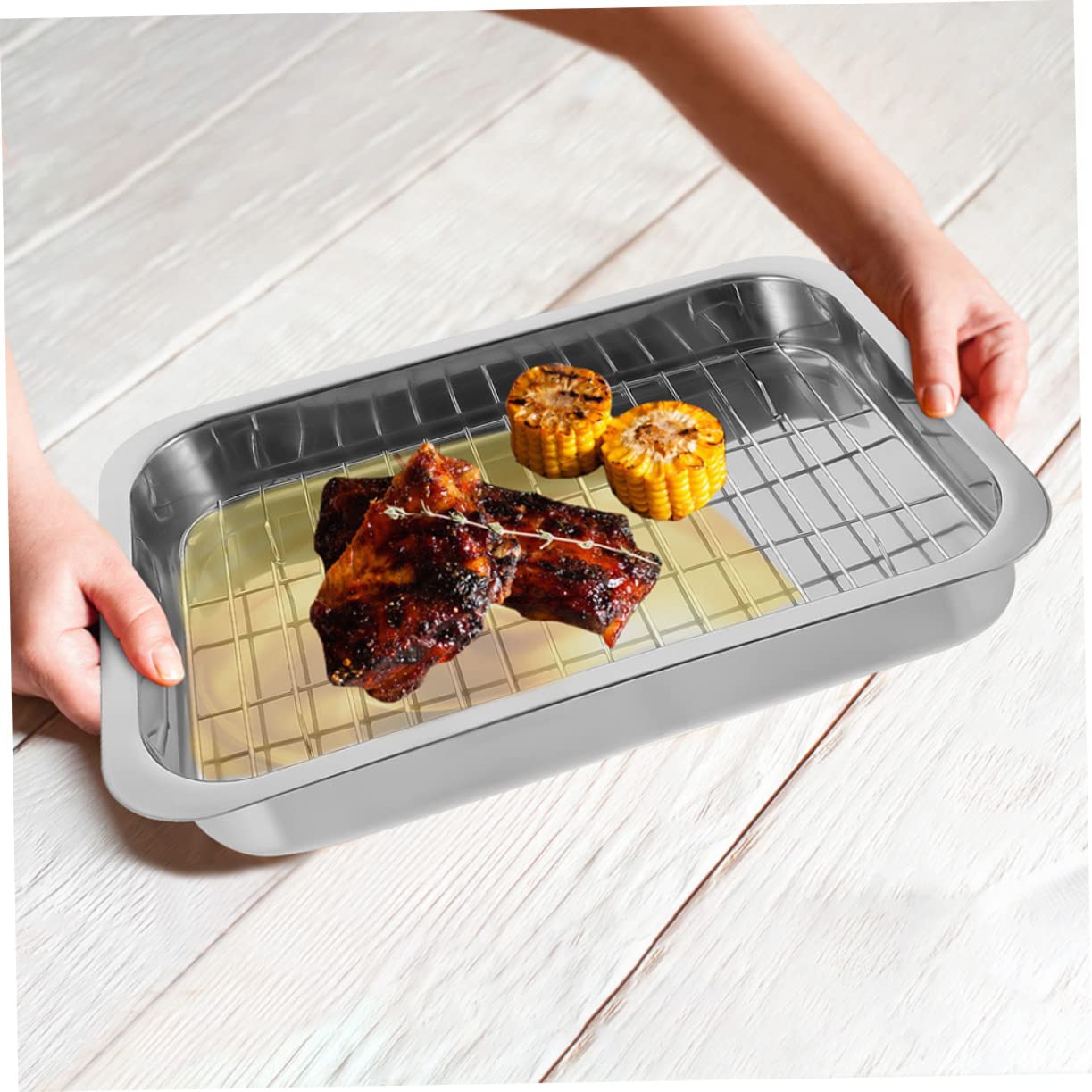 Ipetboom Teglia da Forno in Acciaio Inox con Teglia per Cucina Multiuso per Preparare Torte e Dessert Facile da Pulire e Comodo da Usare