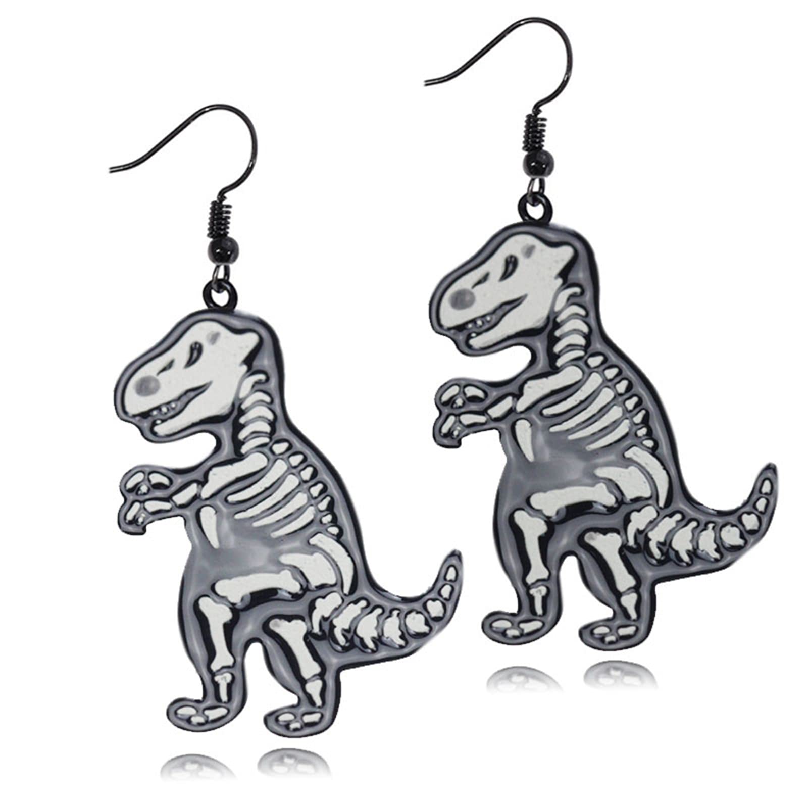 WCRAZYE Punk Party Cool Personality Black Dinosaur Earrings Dangle Earrings for Women Men Girls Cartoon Animals Earring Handmade Enamel Dinosaur Earrings Funny Jewelry Creative Gifts