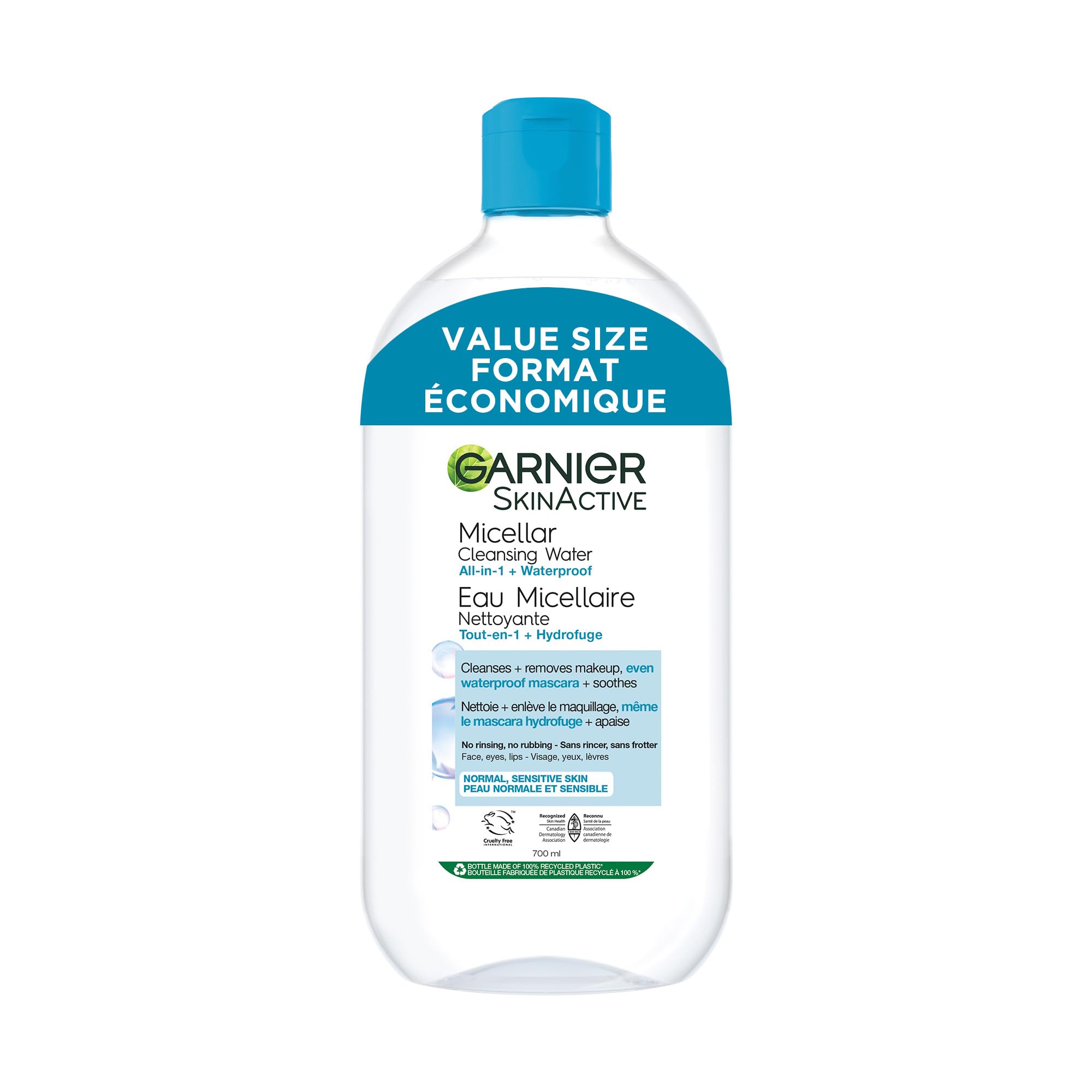 Garnier Micellar Cleansing Water, All-in-One Cleanser and Waterproof Makeup Remover, Cleanses and Soothes, For Face, Lips & Eyes, For All Skin Types, 700ml