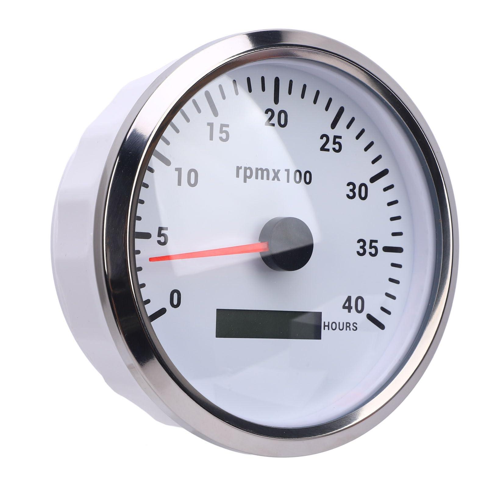 Keenso Tachymètre 110 Mm, Jauge 4000 Tr/min avec Rétroéclairage 7 Couleurs et Compteur Horaire, pour Camions, Tracteurs, Remorques, Voitures, Camping-cars et Bateaux, (Cadran blanc, lunette argentée
