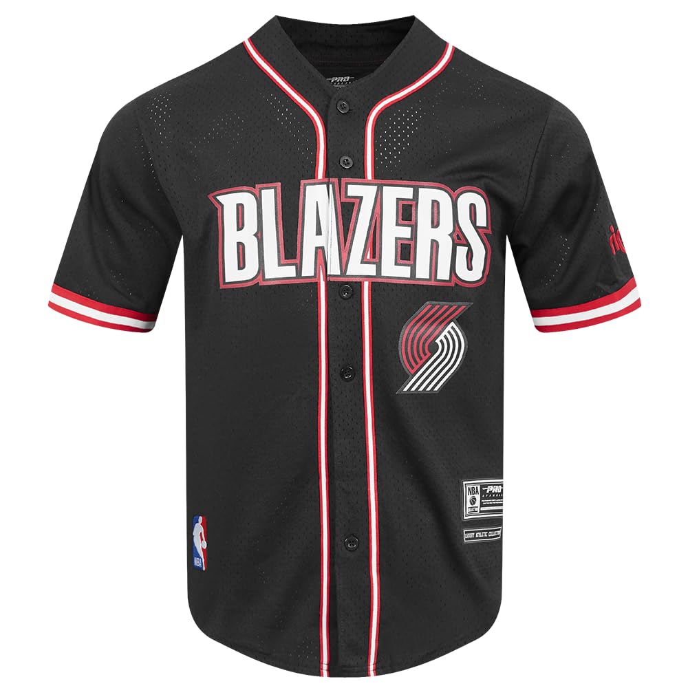 Pro Standard Men's NBA MESH Button Down TOP Black/Red โ image 1