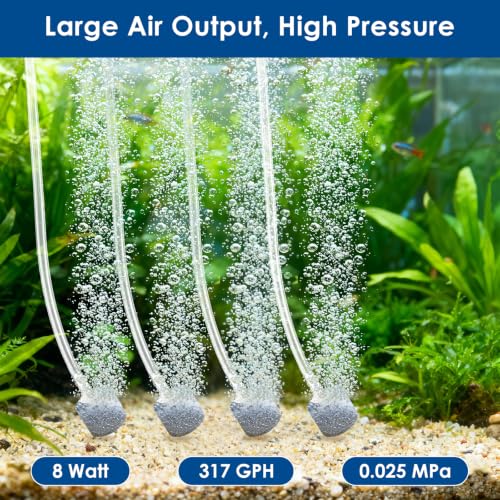 Image of AquaMiracle Quiet Aquarium Air Pump 200 /317 /475GPH High Pressure Commercial Air Pump Pond Aerator Bubbler Hydroponics Air Pump Oxygen Pump