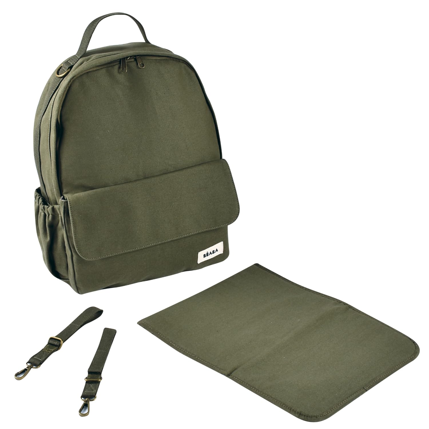 BÉABA Zaino Fasciatoio Bebè Tokyo 21L – Zaino Maternità Unisex Mamma e Papà, 9 Tasche, Tasca Termica, Aggancio Passeggino, Fasciatoio Imbottito – Cachi