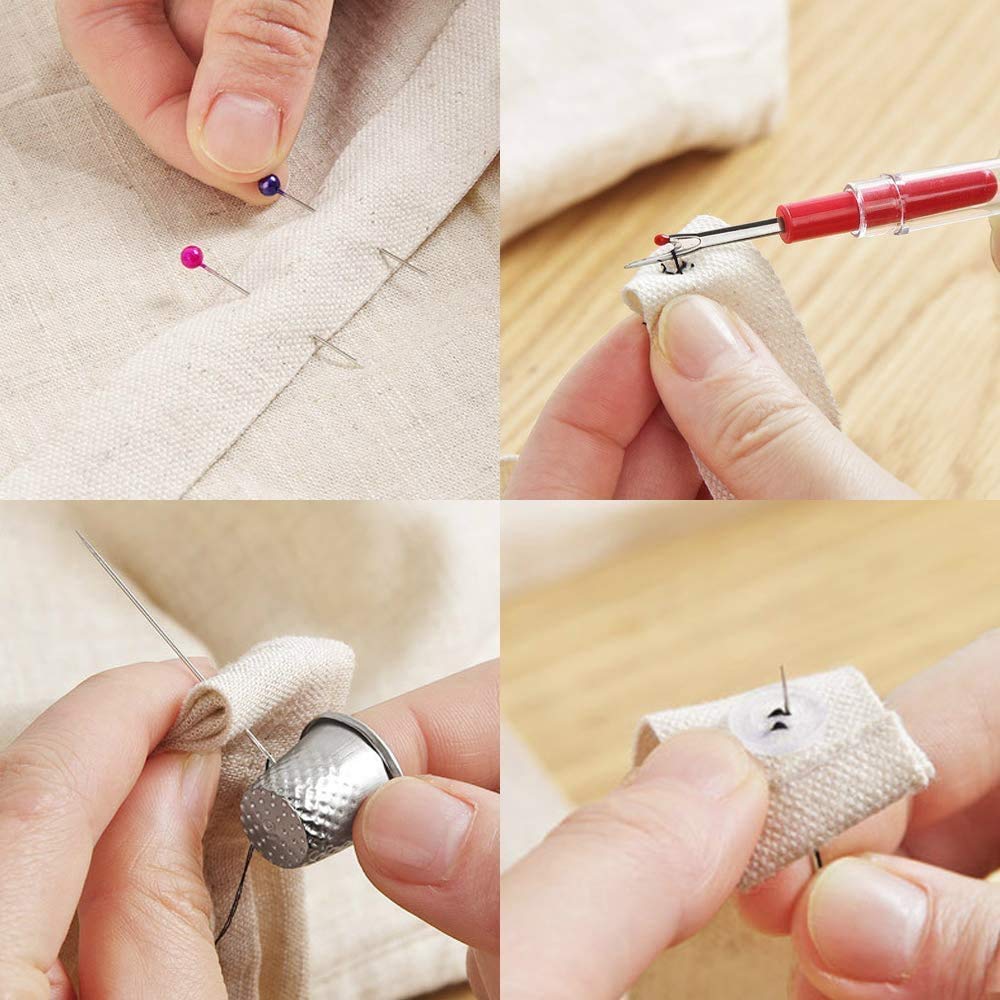 Set da Cucito,Kit da Cucitocon 206 Accessori da Cucito, Set da Cucito con Valigetta in PU,Accessori Completi per Principianti,viaggiatori,parenti e Amici