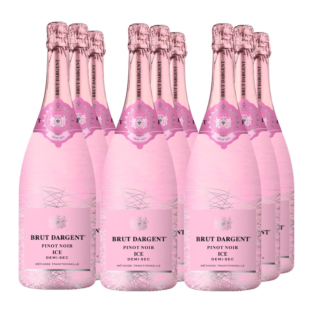 Brut Dargent Ice | Pinot Noir Rosé | 9er Pack | Erfrischender Schaumwein | Ideal für besondere Anlässe | Leicht & fruchtig | 11% vol | 750ml Flaschen