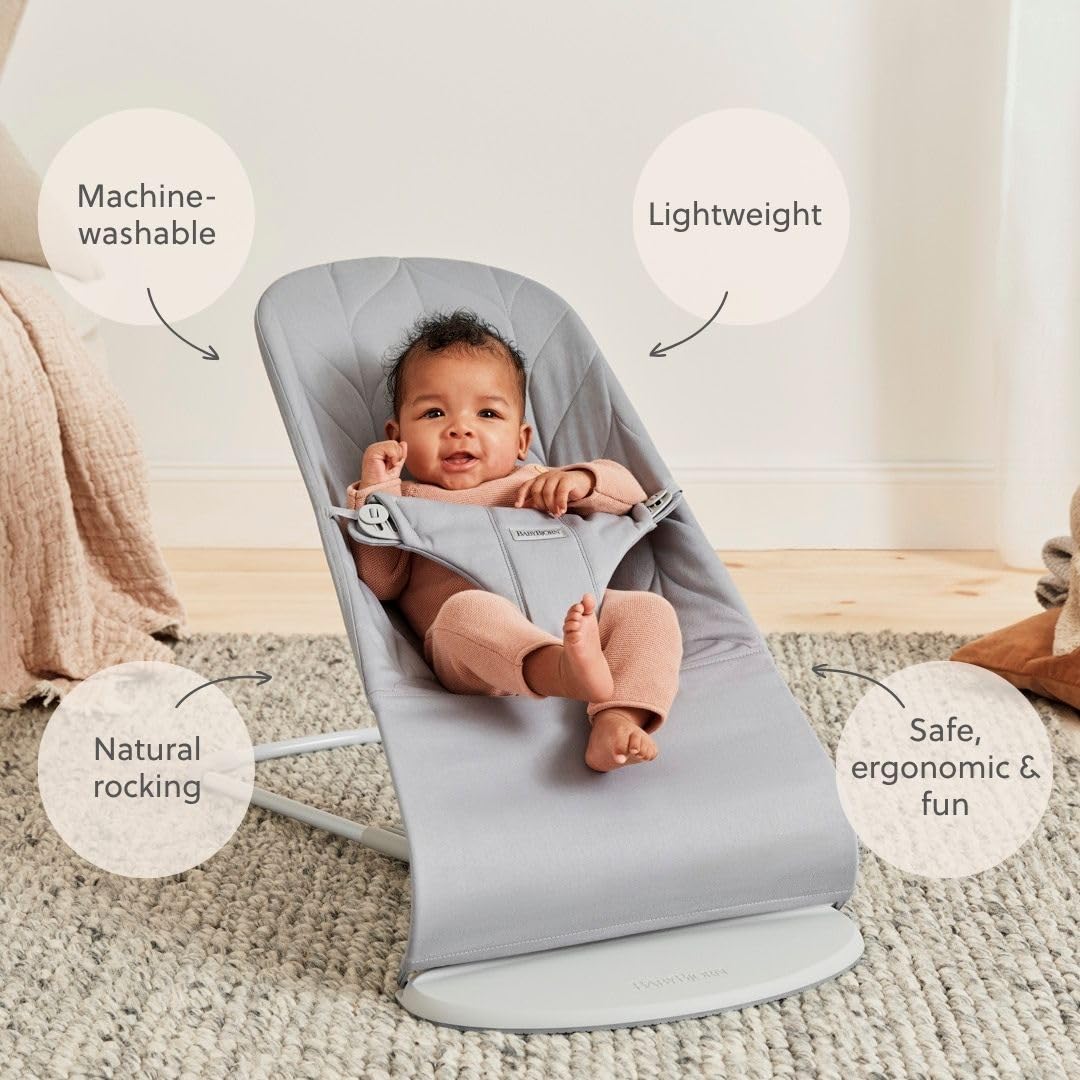 BabyBjörn Babywippe Bliss, Gewebt, Blütenblatt-Steppung, Hellgrau