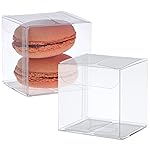Juvale Wedding Favor Boxes - 100-Pack 2 x 2 x 2, Clear Plastic - Transparent Gift Boxes for Macarons - Cookies & Treats
