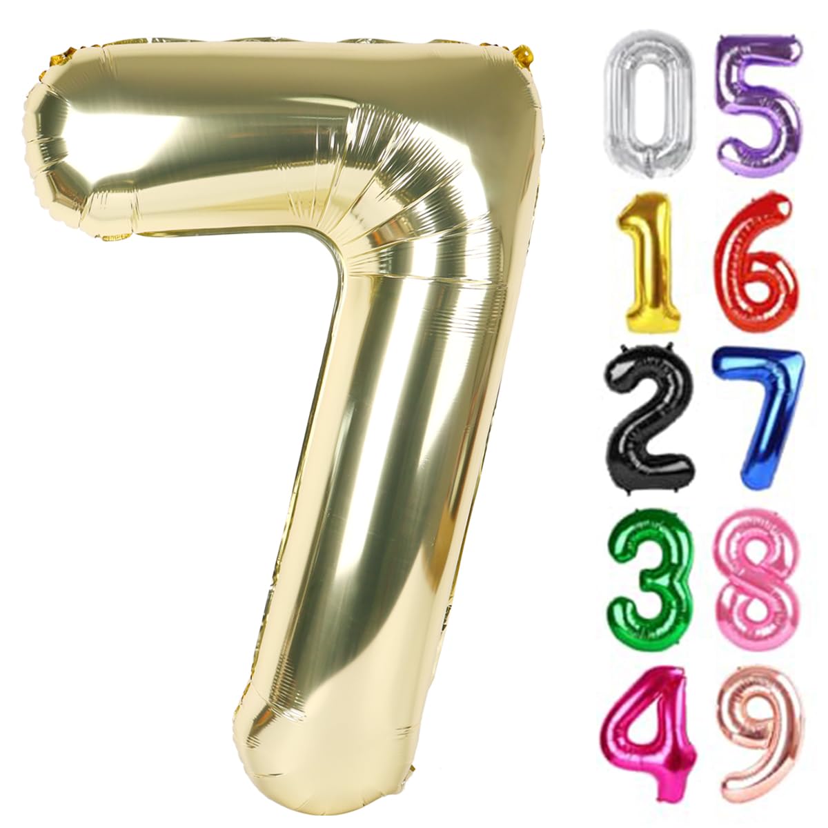 Light Gold Number 7 Balloon 40 Inch, 7th Birthday Decorations Men Women