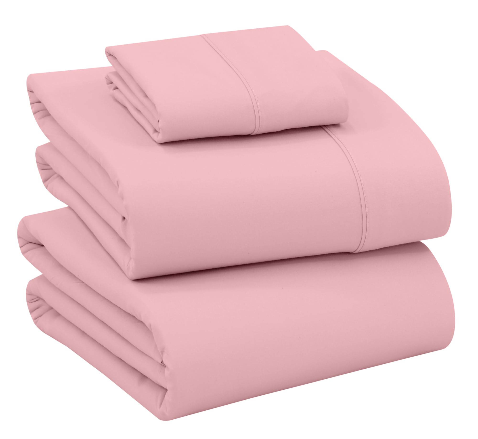RUVANTI 100% Cotton Twin Sheets, Percale Weave Twin Sheet Set, Bridal Rose