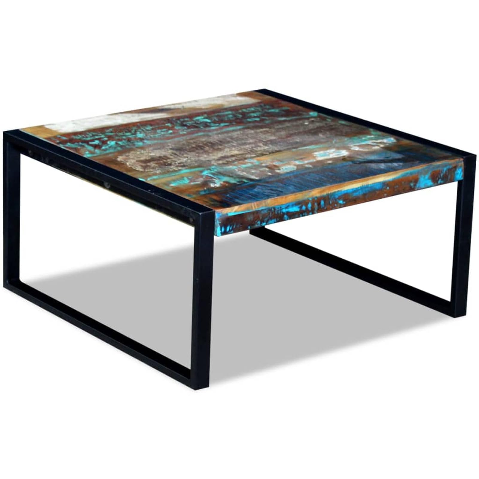 Table de bureau en bois massif carré 80x80 cm meuble de salon rustique