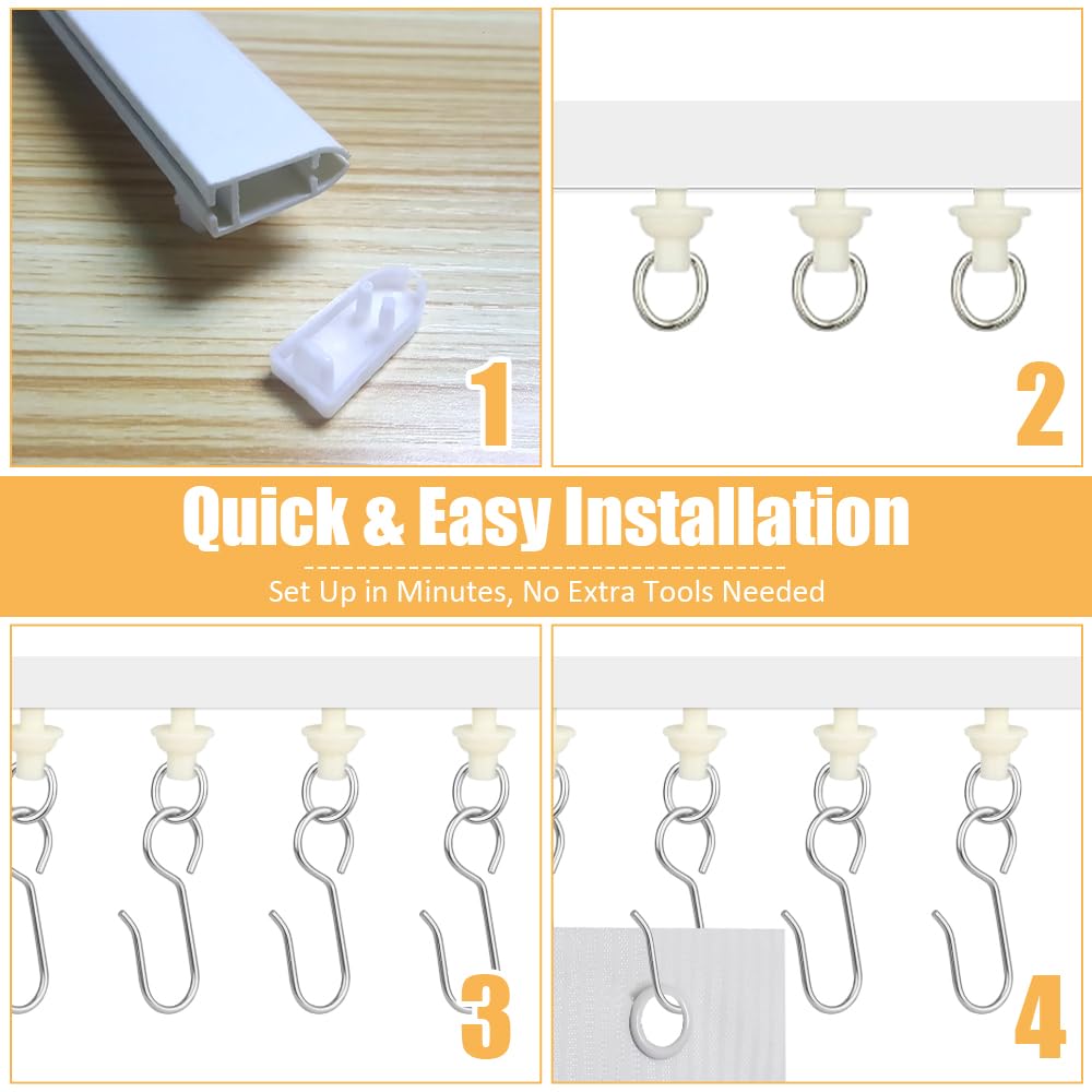 Lot De 100 Crochets Rideaux + 50 Glisseurs Pour Rail | Acier Inox, Fluide Et Silencieux, Porte/fenêtre/douche - 4