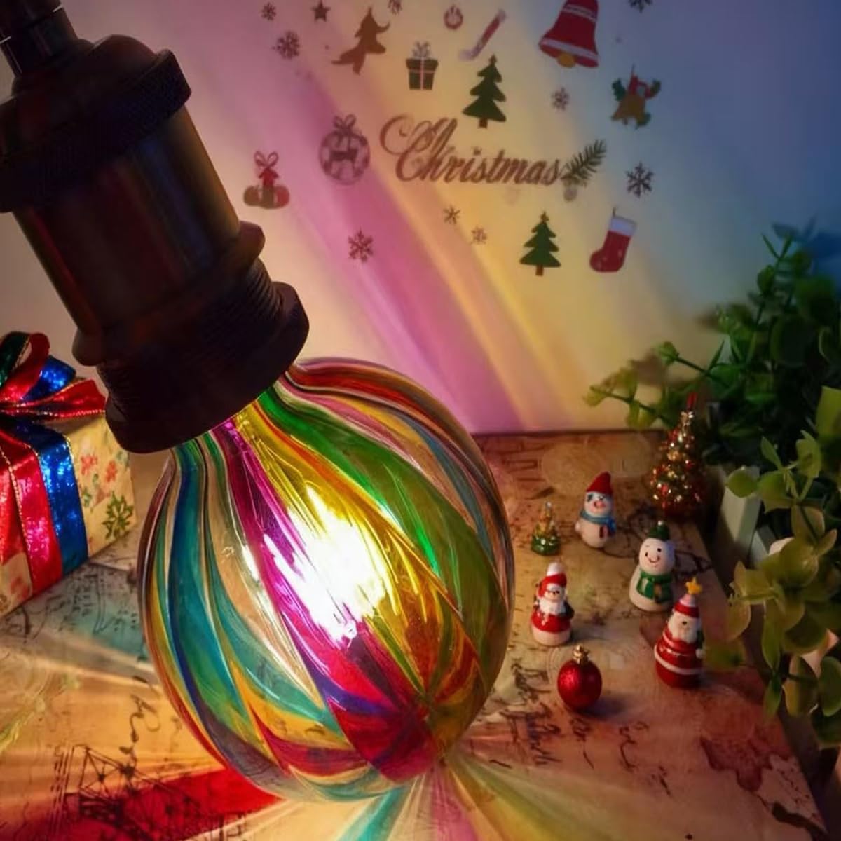 G95 Glass LED Light Bulb,E26 Base Warm Light 2700K 6 Watts LED Light Bulbs,Rainbow Sunflower Tiffany Lamp for Bedside Living Room Dormitory Dining Room Decorate Gift