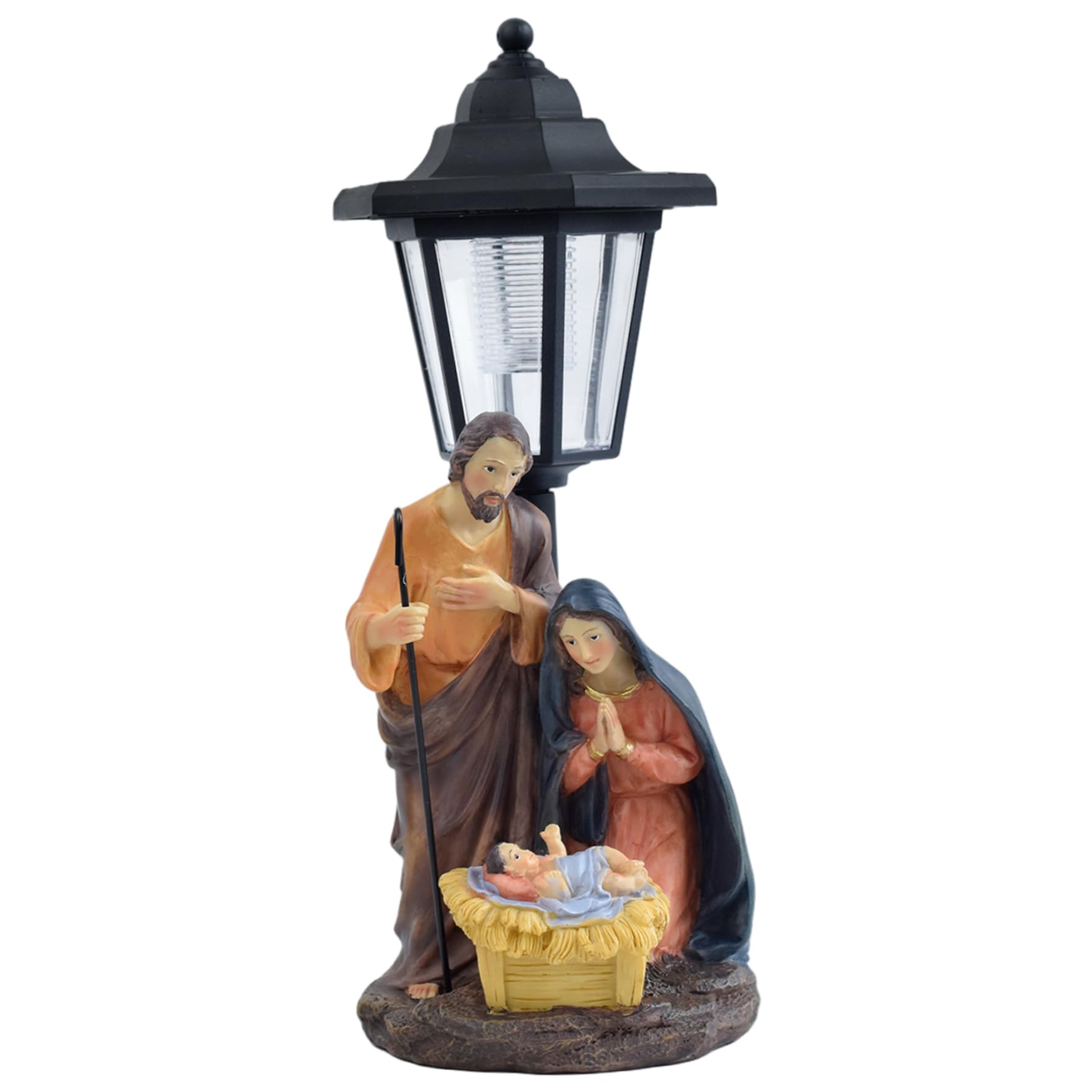 Luci solari da Giardino per presepe, luci Natalizie in Resina per Decorazioni Natalizie religiose, Statue cattoliche in Resina per Decorazioni da Giardino