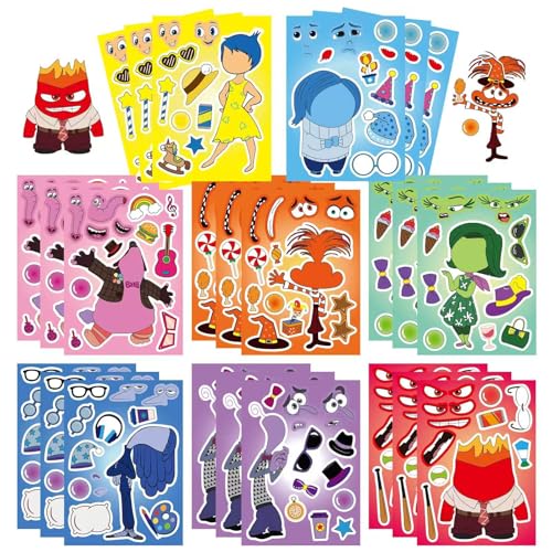 JUUFLA 24 Stück Selbstklebende Aufkleber zum Gestalten für Kinder, Erstelle deine eigenen personalisierten Cartoon-Aufkleber, Niedliche Dekoration für Geburtstagsfeiern, Tütenfüller und Geschenke
