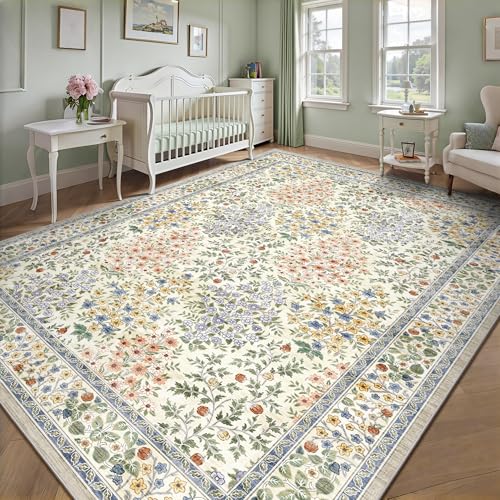 Tapete decorativo 8x10 Beige Floral Boho miniatura 5
