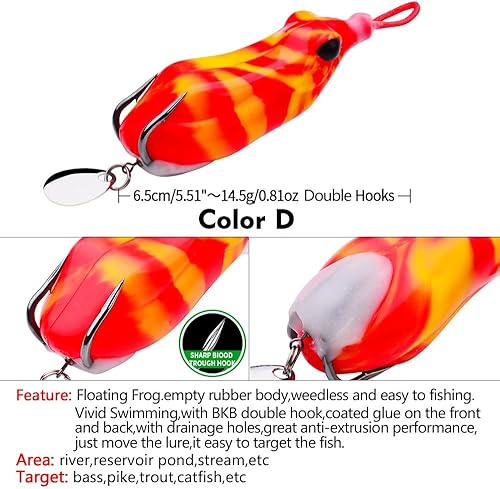 Miniatura 2 de Señuelo de rana, señuelo de ratón, kit de señuelo de pesca de trucha, agua dulce y salada, rana realista, cebo suave para lubina