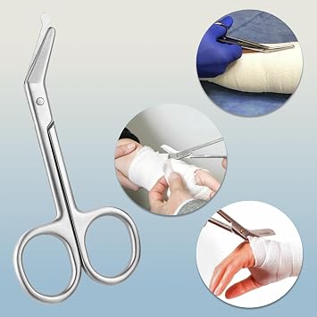 2 Pcs Ostomy Scissors, Curved Stainless Steel Stoma Scissors with Round Tip