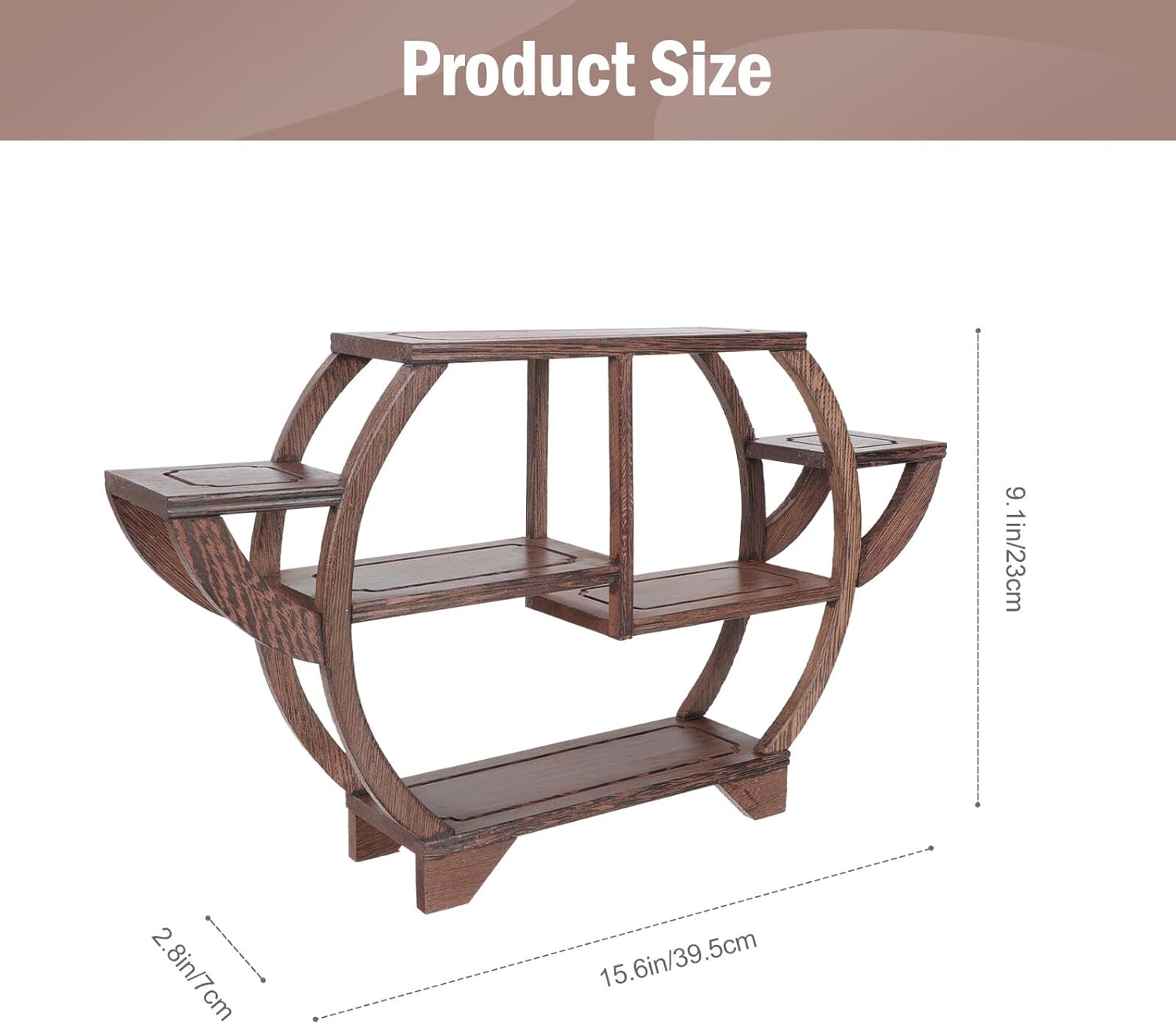 VICASKY Chinese Style Wooden Curio Showing Stand for Home Decor Solid Hardwood Antique Display Shelf Stable Craftsmanship Adornment for Desk Tea Living Decoration