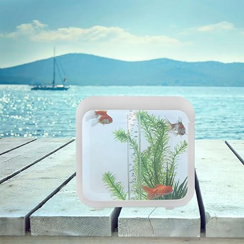 Miniatura 3 de Mini kit de tanque de peces de plástico con iluminación LED - Acuario pequeño, caja de batalla de peces, caja de paisaje ecológico, decoración de